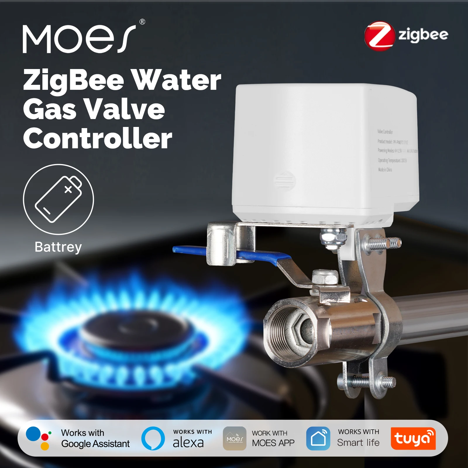 Smart Home Elements - MOES Tuya ZigBee Pengontrol Katup Gas