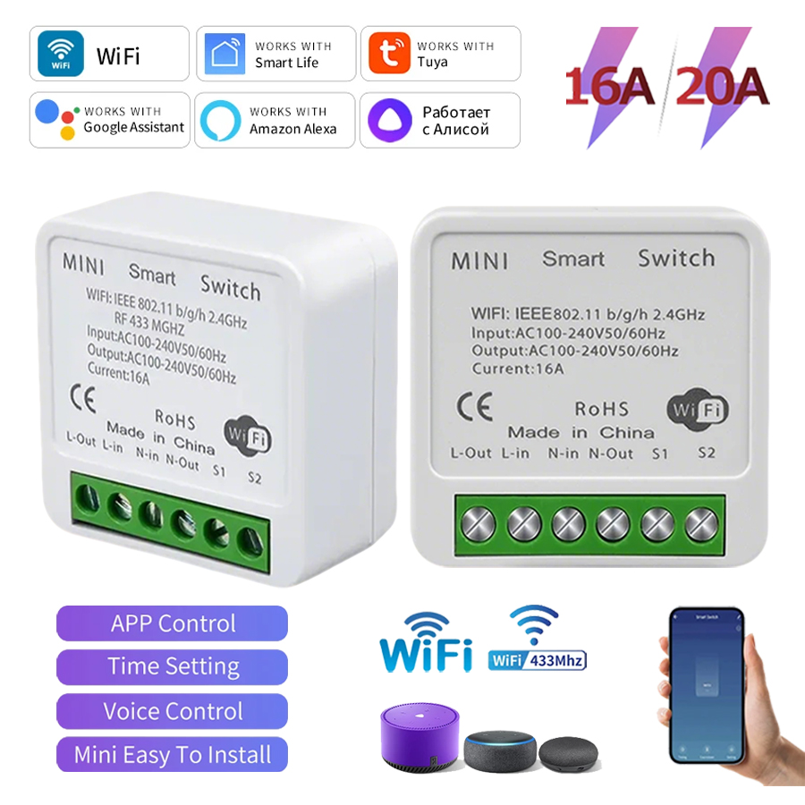 Smart Home Google Assistant - Modul Sakelar Pintar WiFi Tuya RF433Mhz