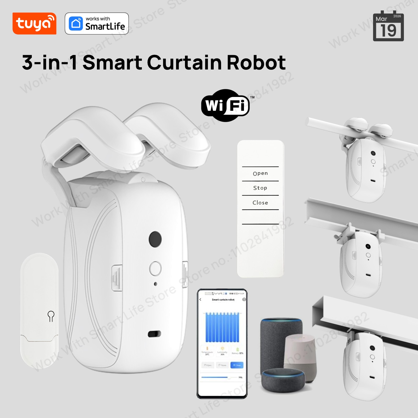 Smart Home Hub - 1/2 Buah Robot Tirai WiFi Pintar