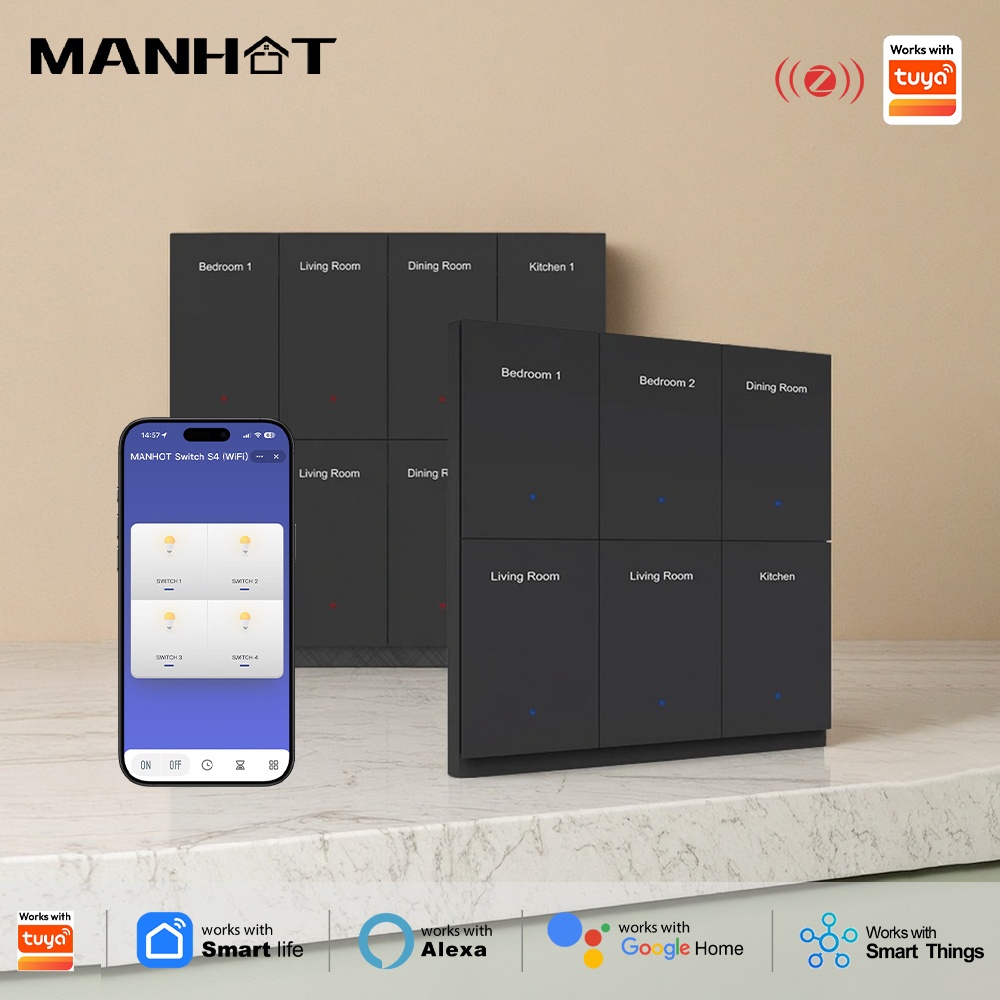 Manhot DIY Name Switch Zigbee  - Smart Home Button ulasan dan harga