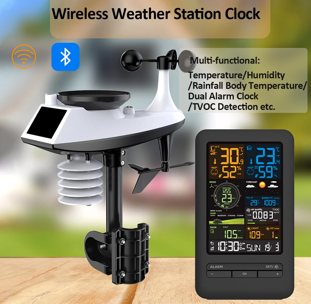 Stasiun Cuaca Pintar WiFi, Ter - Smart Home Elements ulasan dan harga
