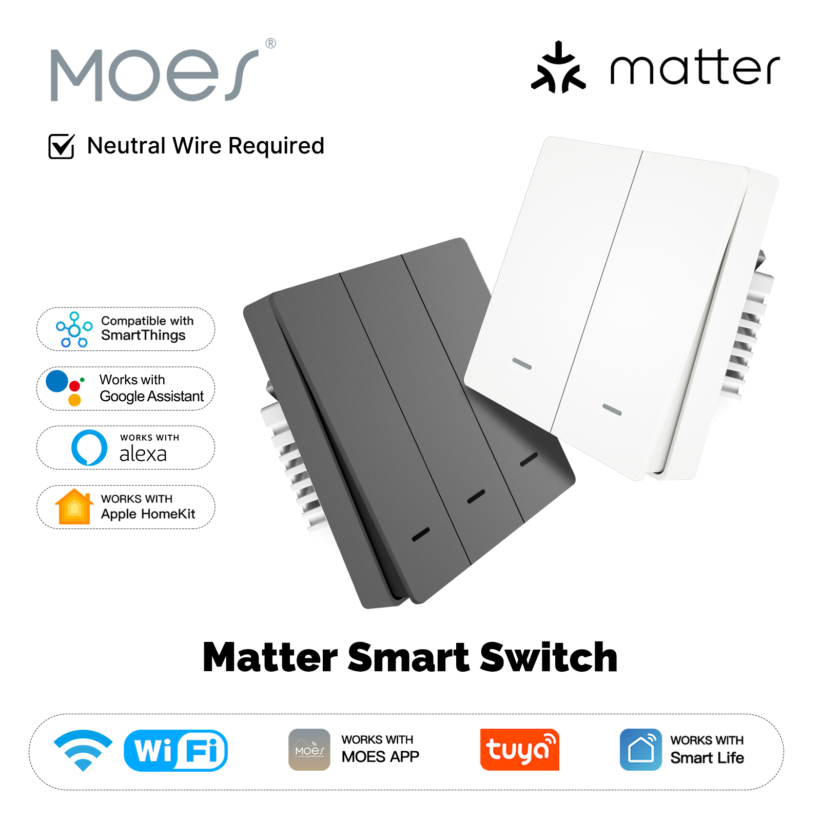 MOES Matter Tuya WiFi Sakelar  - Smart Home Iot ulasan dan harga